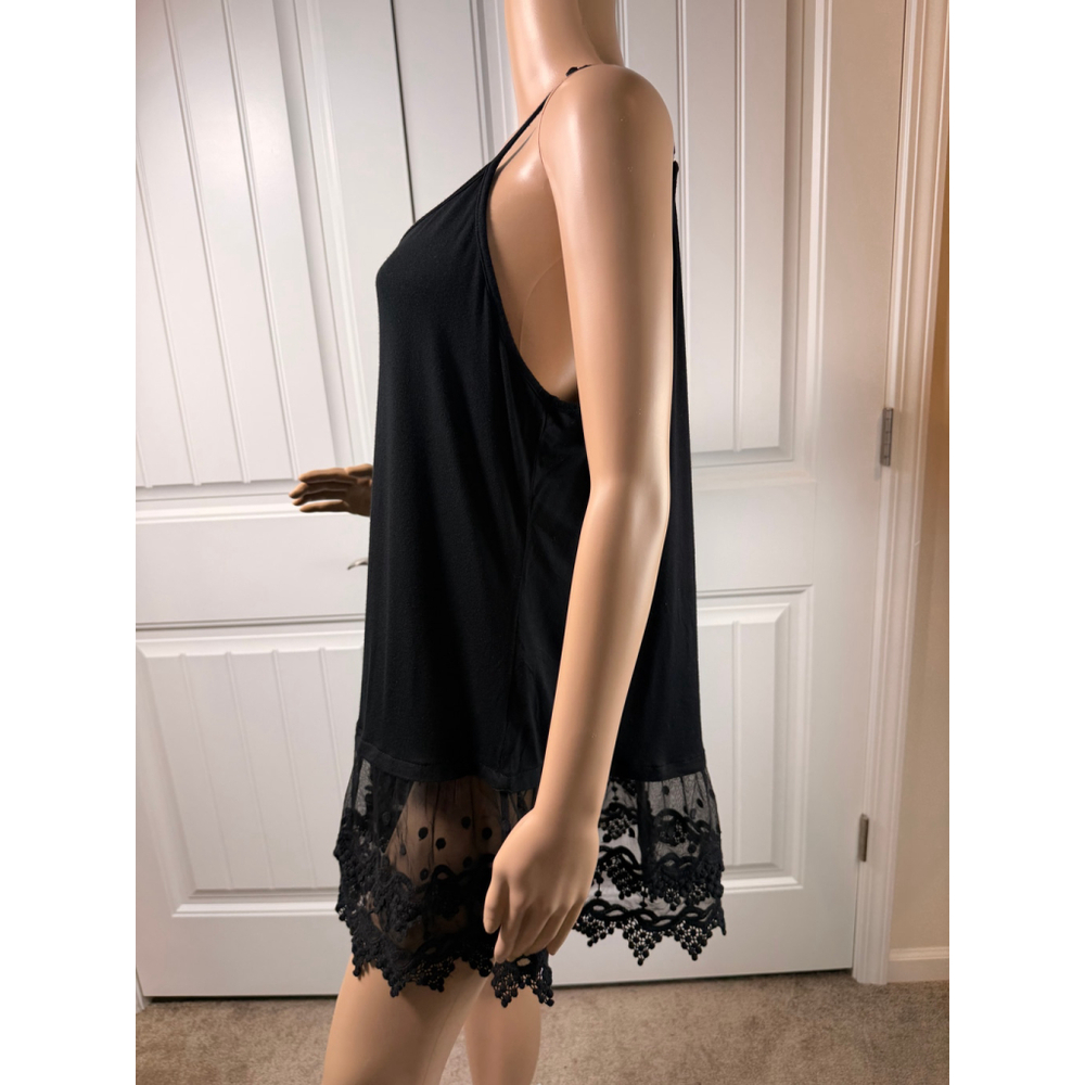 Womens Black Slip Dress Top Size 18W Lace Trim Spaghetti Strap Witchy Whimsigoth - Picture 9 of 13